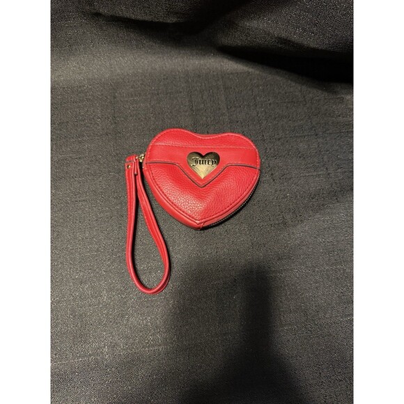 Juicy Couture Heart Red Follow Your Heart Zip Around Wristlet Pebbled - Picture 1 of 11